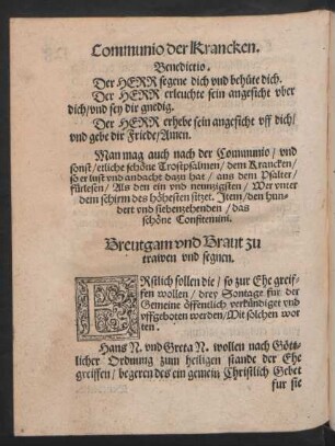 Breutgam und Braut zu trawen und segnen.