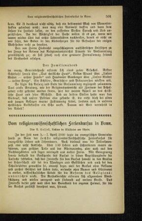 Vom religionswissenschaftlichen Ferienkursus in Bonn