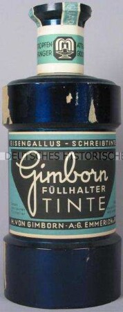 Werbeaufsteller in Form einer übergroßen Tintenflasche "Füller-Tinte"