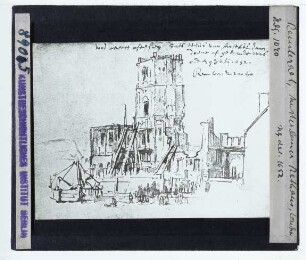 Amsterdam, Paleis op de Dam (Rathaus),Rembrandt, Das alte Amsterdamer Rathaus nach dem Feuer 1652 (Zeichnung) (Amsterdam Rembrandthaus 245)