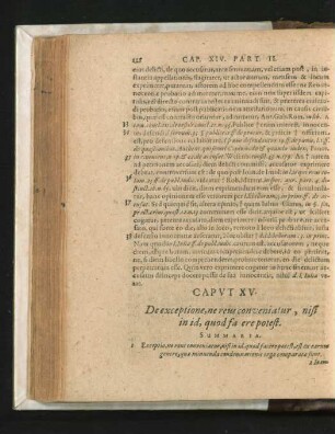 Caput XV. De exceptione, ne reus conveniatur, nisi in id, quod facere potest.