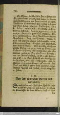 §. 84. Von den römischen Gärten und Landhäusern