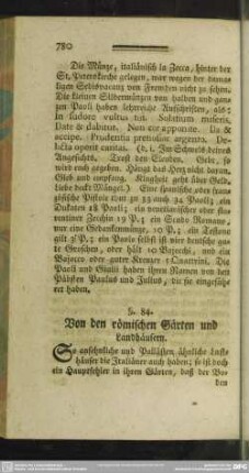 §. 84. Von den römischen Gärten und Landhäusern