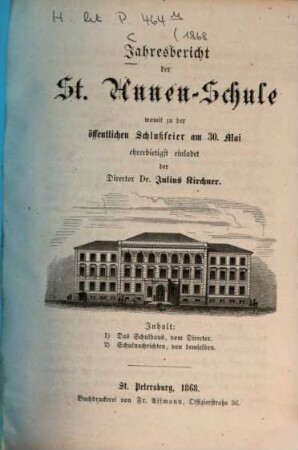 Jahresbericht der St.-Annen-Schule. 1868