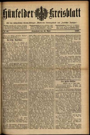 Ausgabe vom Samstag, den 16. April 1898.