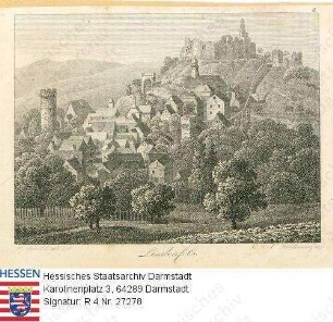 Lindenfels im Odenwald, Ansicht mit Burg