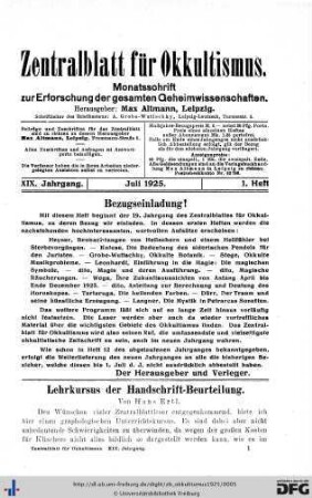 1. Heft (Jul. 1925)