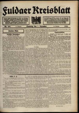 Zweite Ausgabe vom Samstag, den 07. Dezember 1912.