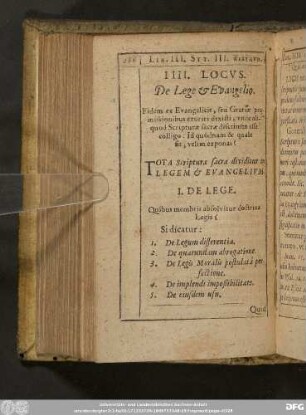 IIII. Locus. De Lege & Evangelio.