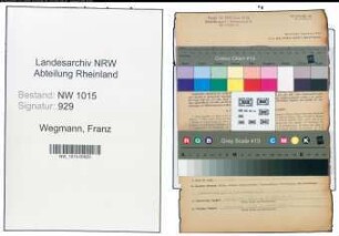 Entnazifizierung Franz Wegmann , geb. 07.04.1894 (Kaufmaennischer Angestellter)