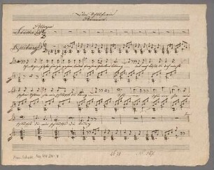 La Dormeuse, V, guit, F-Dur, Arr - BSB Mus.Schott.Ha 4434-4 : [caption title, f. 1 r] Die Schläferin // Romance