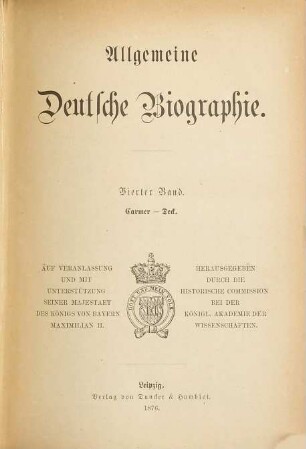 Allgemeine Deutsche Biographie, 4. Carmer - Deck