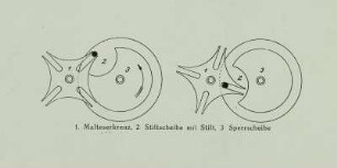 Malteserkreuz : Malteserkreuz, Wirkungsweise im Filmprojektor. Schemazeichnung