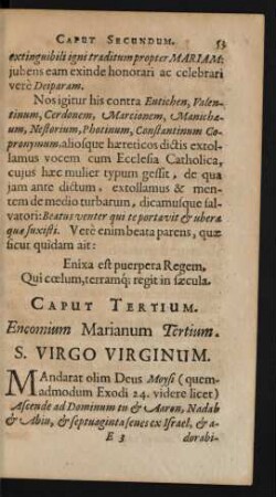 Caput Tertium. Encomium Marianum Tertium. S. Virgo Virginum.