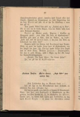 VII. Madam Jensen. Mo'er Børre. "High Life" paa anden Sal.