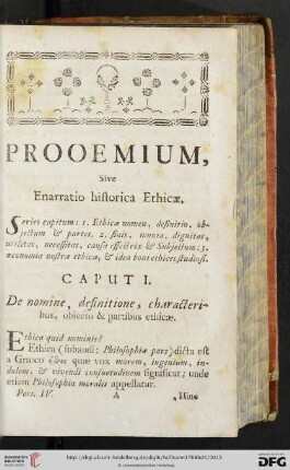 Prooemium, sive enarratio historica Ethicae