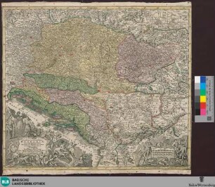 Novißima et accuratißima Hungariae cum circumjacentibus regnis et principatibus in mappe Geographica designatio, cealo et impensis Matthaei Seuterri - Q 22