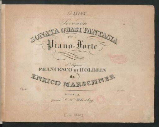 Seconda Sonata Quasi Fantasia per il Piano=Forte : Op. 40.