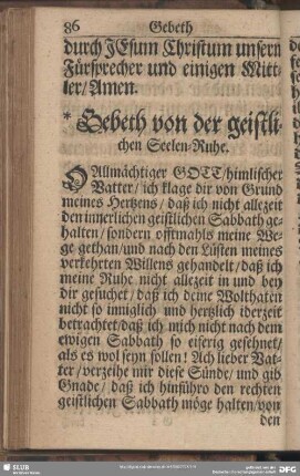 Gebeth von der geistlichen Seelen-Ruhe