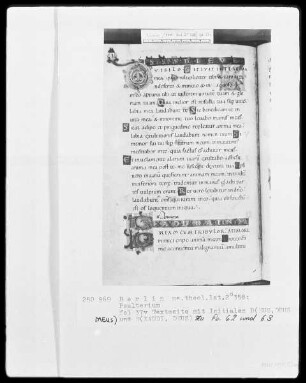 Psalter aus Werden — Initialen D (eus, Deus) und E (xaudi, Deus), Folio 37verso