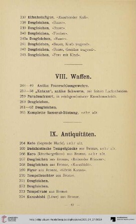 IX . Antiquitäten (Nr. 264-345)