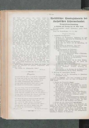 Westfälischer Provinzialverein des Katholischen Lehrerverbandes : Delegiertenversammlung zu Bochum am Montag den 16. Mai 1910