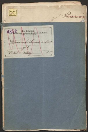 5 Offertories - BSB Mus.ms. 5067 : [dust cover title:] Offertoria quinq. // a // Canto. Alto. // Tenore. Basso // Violinis Duobus // Clarinis Duobus // con // Organo // Loheli