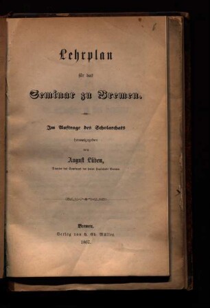Lehrplan für das Seminar zu Bremen
