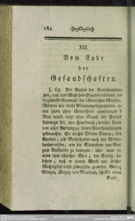 XII. Vom Ende der Gesandschaften