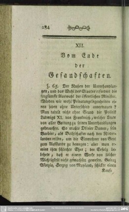 XII. Vom Ende der Gesandschaften