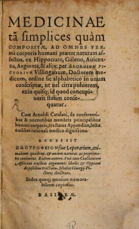 Medicinae tam simplices, quam compositae