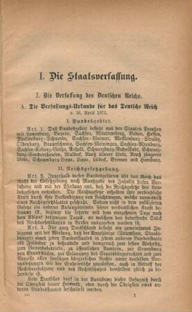 I. Die Staatsverfassung.