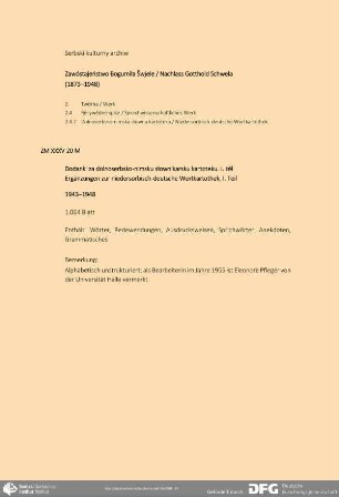 Ergänzungen zur niedersorbisch-deutsche Wortkartothek, II. Teil