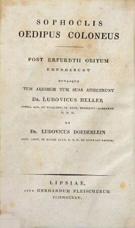 Sophoclis Oedipus Coloneus