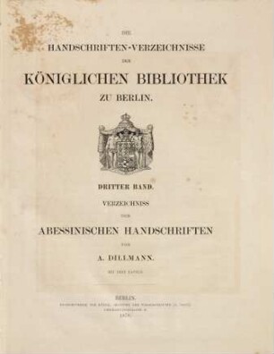 Verzeichniss der abessinischen Handschriften