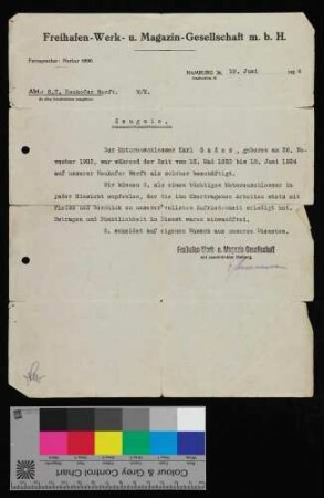 Freihafen-Werk- u. Magazin-Gesellschaft m.b.H., Hamburg , Carl Gades - Abt. S.T. Neuhofer Werft