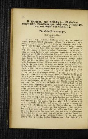 Dörpfeld-Erinnerungen : (aus dem Lehrerleben) ; (Schluß)