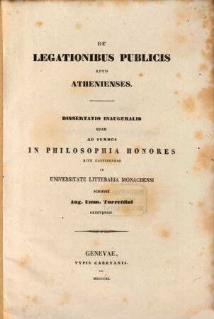 De legationibus publicis apud Athenienses : Diss. inaug.