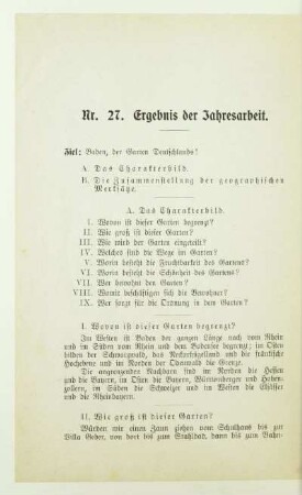 Nr. 27. Ergebnis der Jahresarbeit