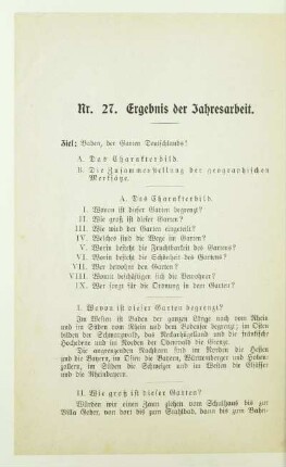 Nr. 27. Ergebnis der Jahresarbeit