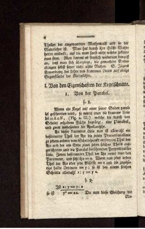 I. Von den Eigenschaften der Kegelschnitte.