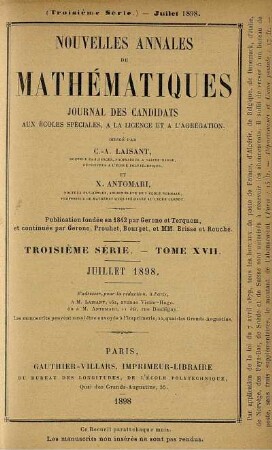 Troisième Série. Tome XVII. Juillet 1898.