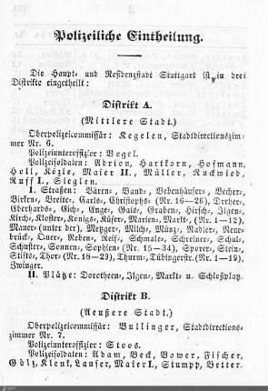 Polizeiliche Einteilung der Stadt
