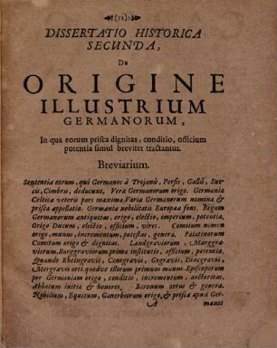 Diss. hist. secunda de origine illustrium Germanorum