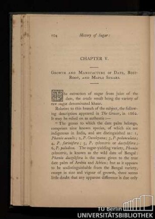 Chapter V. Growth and manufacture of date, beet-root, and maple sugars