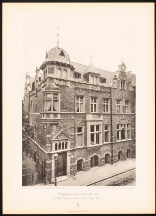 Villa Bleichstraße, Düsseldorf: Ansicht (aus: Moderne Neubauten, 1.Jg., 1894, hrsg. W. Kick)