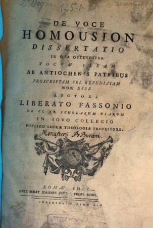 De Voce homousion dissertatio