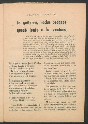 La guitarra, hecha pedazos quedó junto a la ventana
