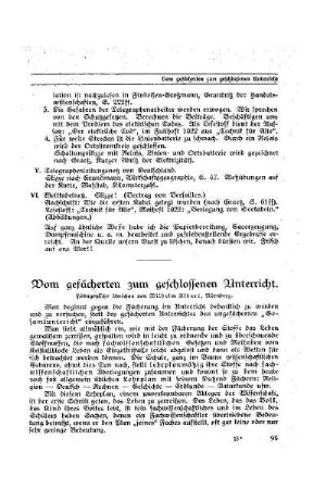 Vom gefächerten zum geschlossenen Unterricht : [Beilage Gesamtunterricht 9