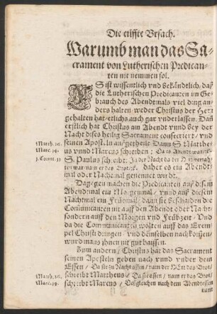 Die eilffte Ursach. Warumb man das Sacrament von den Lutherischen Predicanten nit nemmen sol.